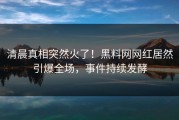 清晨真相突然火了！黑料网网红居然引爆全场，事件持续发酵