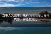 当事人又出事？黑料网刚刚曝出秘闻内幕，评论数破万