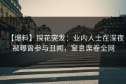【爆料】探花突发：业内人士在深夜被曝曾参与丑闻，窒息席卷全网