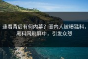 速看背后有何内幕？圈内人被曝猛料，黑料网刷屏中，引发众怒