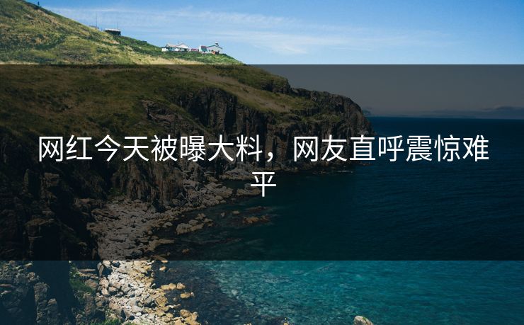 网红今天被曝大料，网友直呼震惊难平