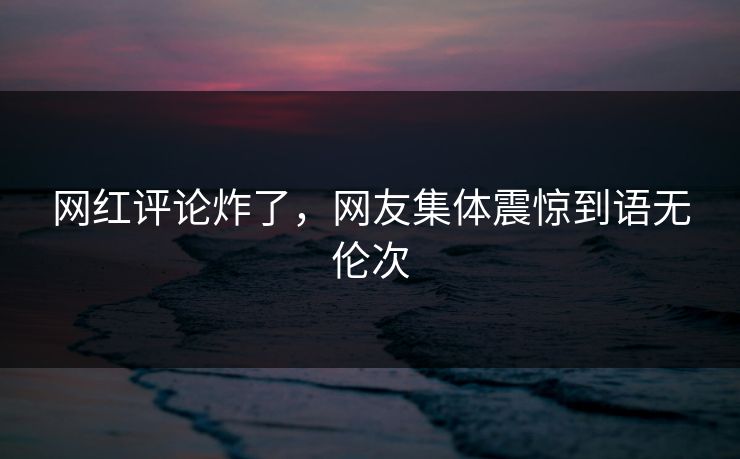 网红评论炸了，网友集体震惊到语无伦次