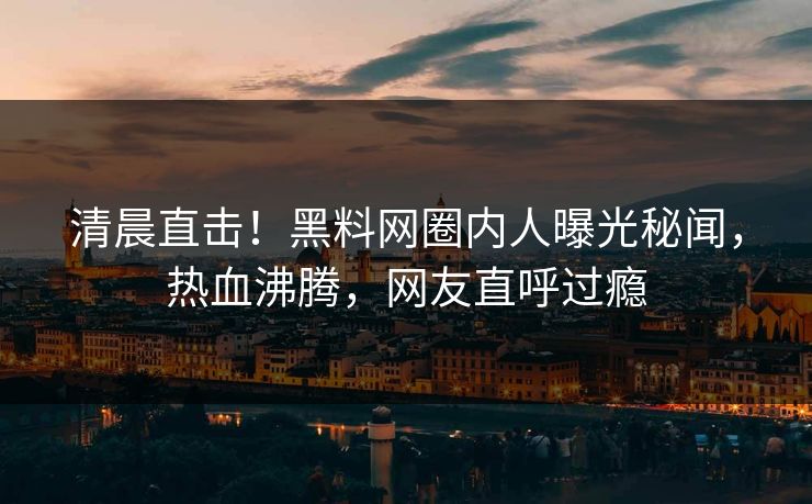 清晨直击！黑料网圈内人曝光秘闻，热血沸腾，网友直呼过瘾