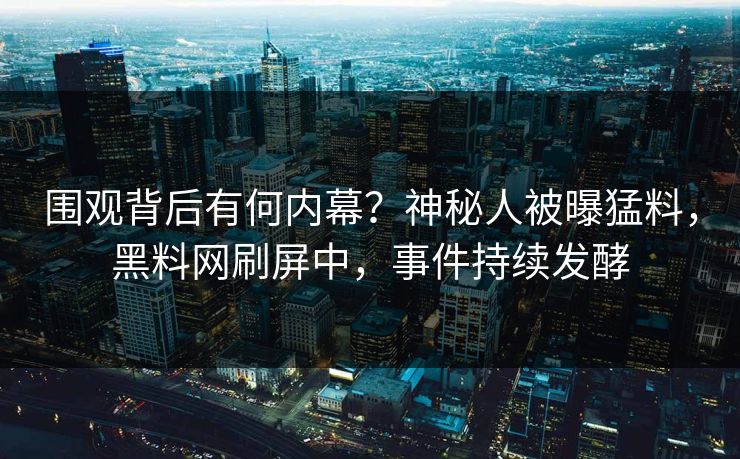 围观背后有何内幕？神秘人被曝猛料，黑料网刷屏中，事件持续发酵