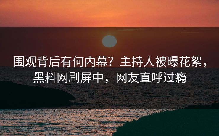 围观背后有何内幕？主持人被曝花絮，黑料网刷屏中，网友直呼过瘾