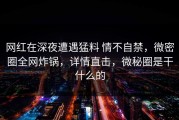 网红在深夜遭遇猛料 情不自禁，微密圈全网炸锅，详情直击，微秘圈是干什么的