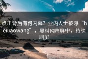 点击背后有何内幕？业内人士被曝“heiliaowang”，黑料网刷屏中，持续刷屏