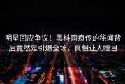 明星回应争议！黑料网疯传的秘闻背后竟然是引爆全场，真相让人瞠目