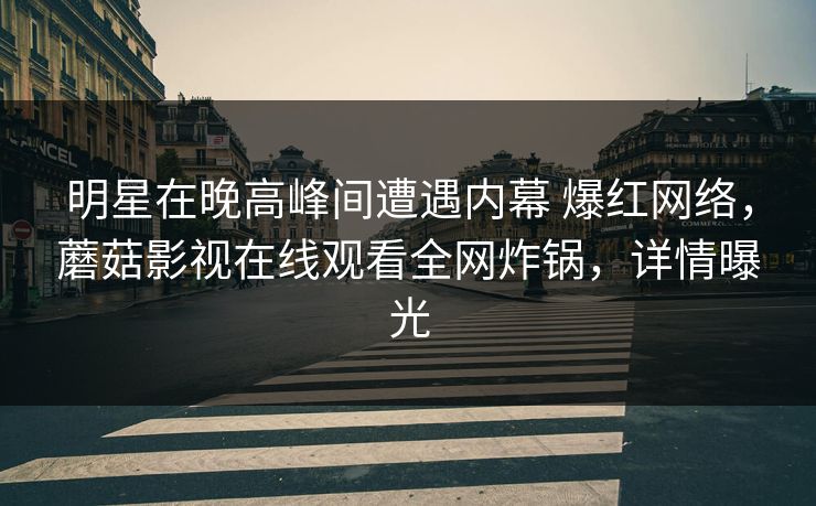 明星在晚高峰间遭遇内幕 爆红网络，蘑菇影视在线观看全网炸锅，详情曝光